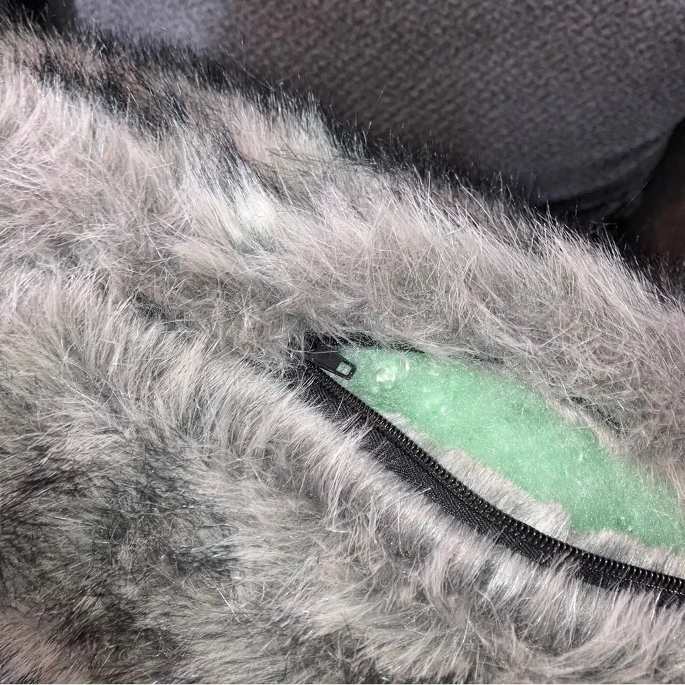 Grey Fluffy Faux Fur Large Couch Throw Pillows NEW